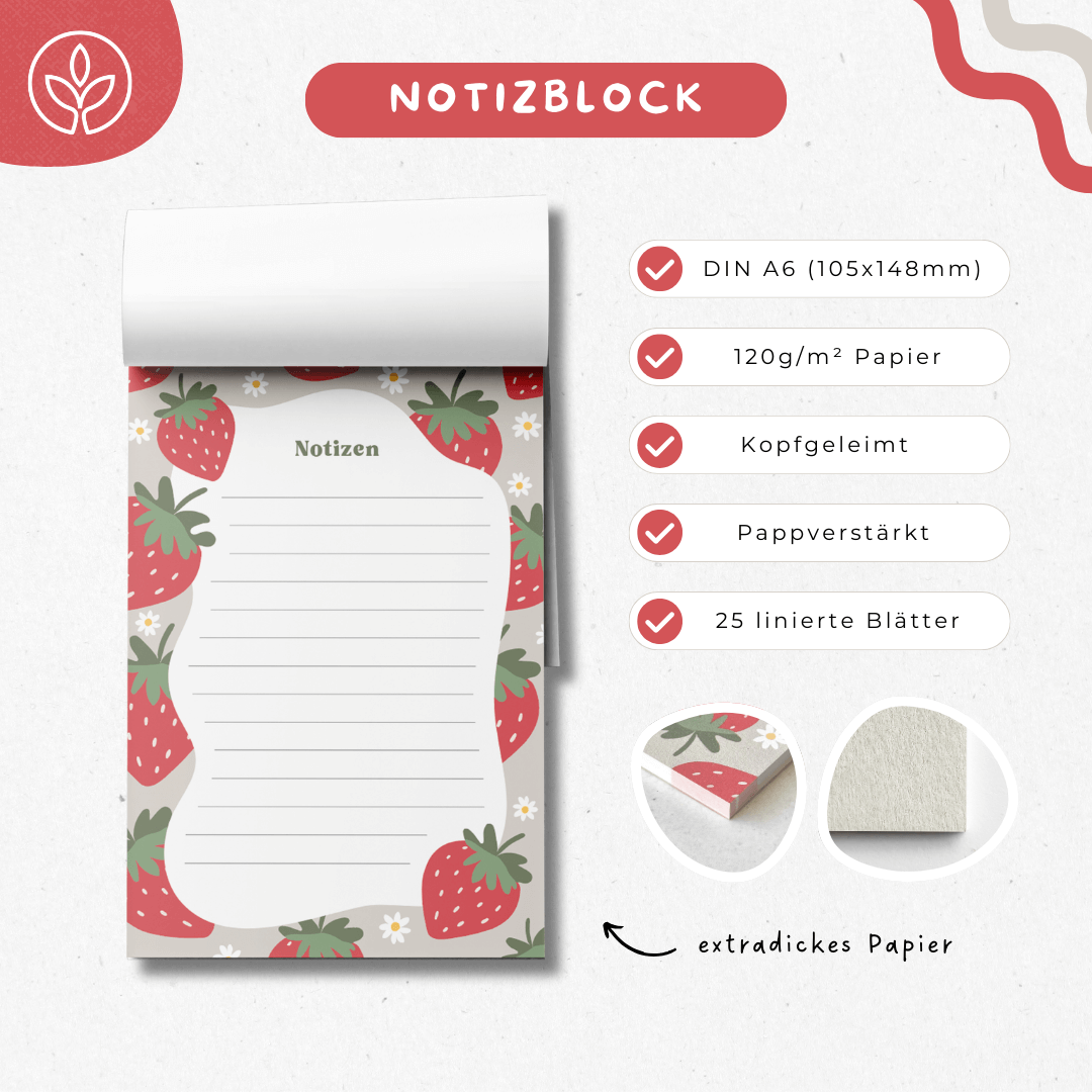 Notizblock "Erdbeere"
