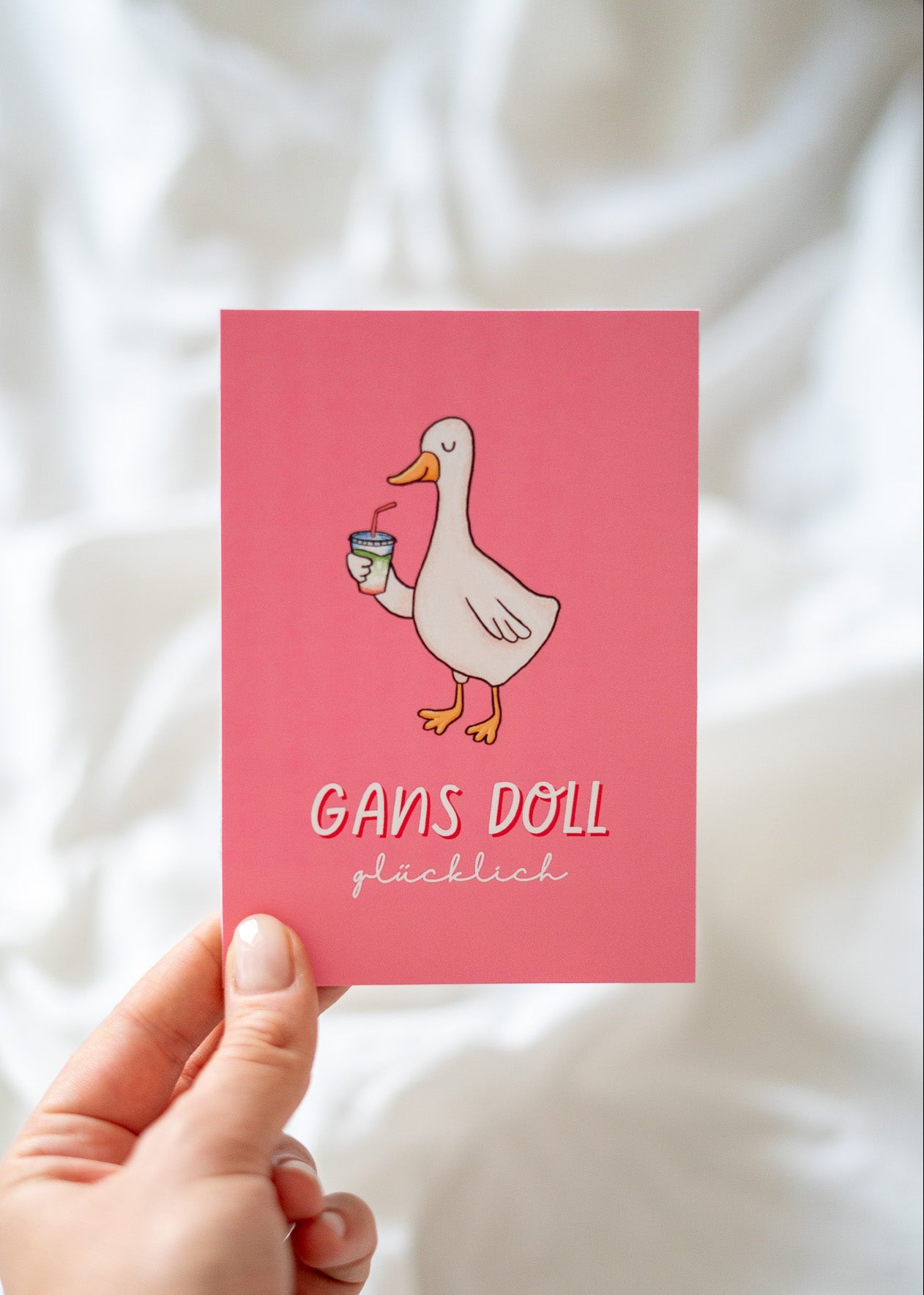 Postkarte "Gans doll glücklich"