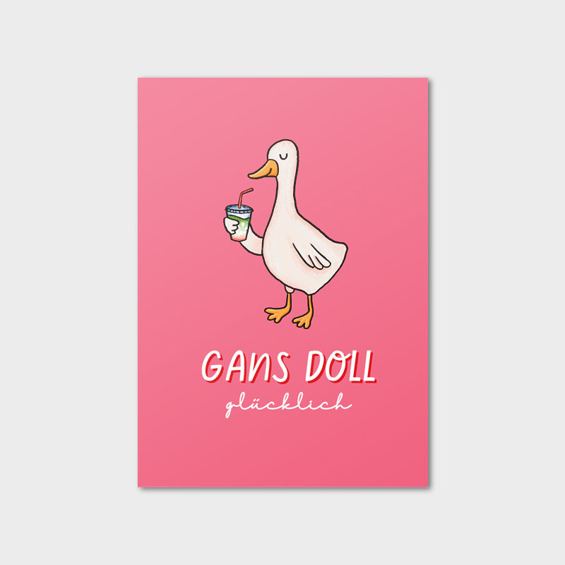 Postkarte "Gans doll glücklich"